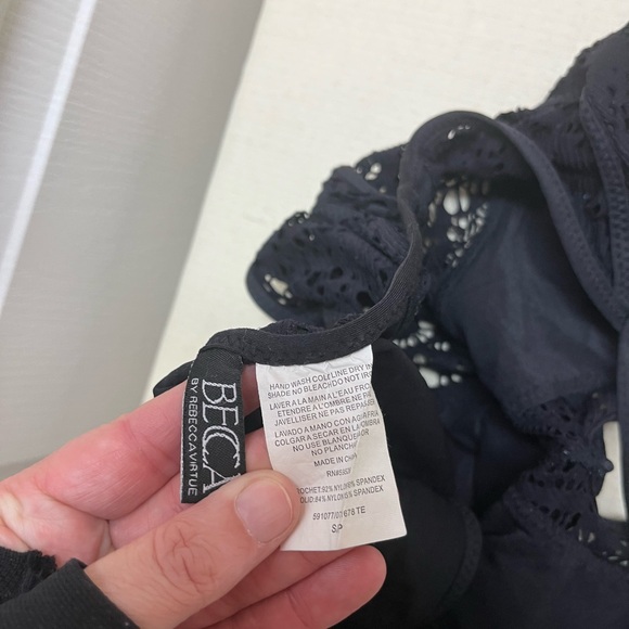 BECCA S black crochet plunge swimsuit - Picture 5 of 9